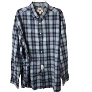 Joseph Abboud Classic Fit Cotton Cashmere Blue Plaid Button-Up Shirt Size 2X